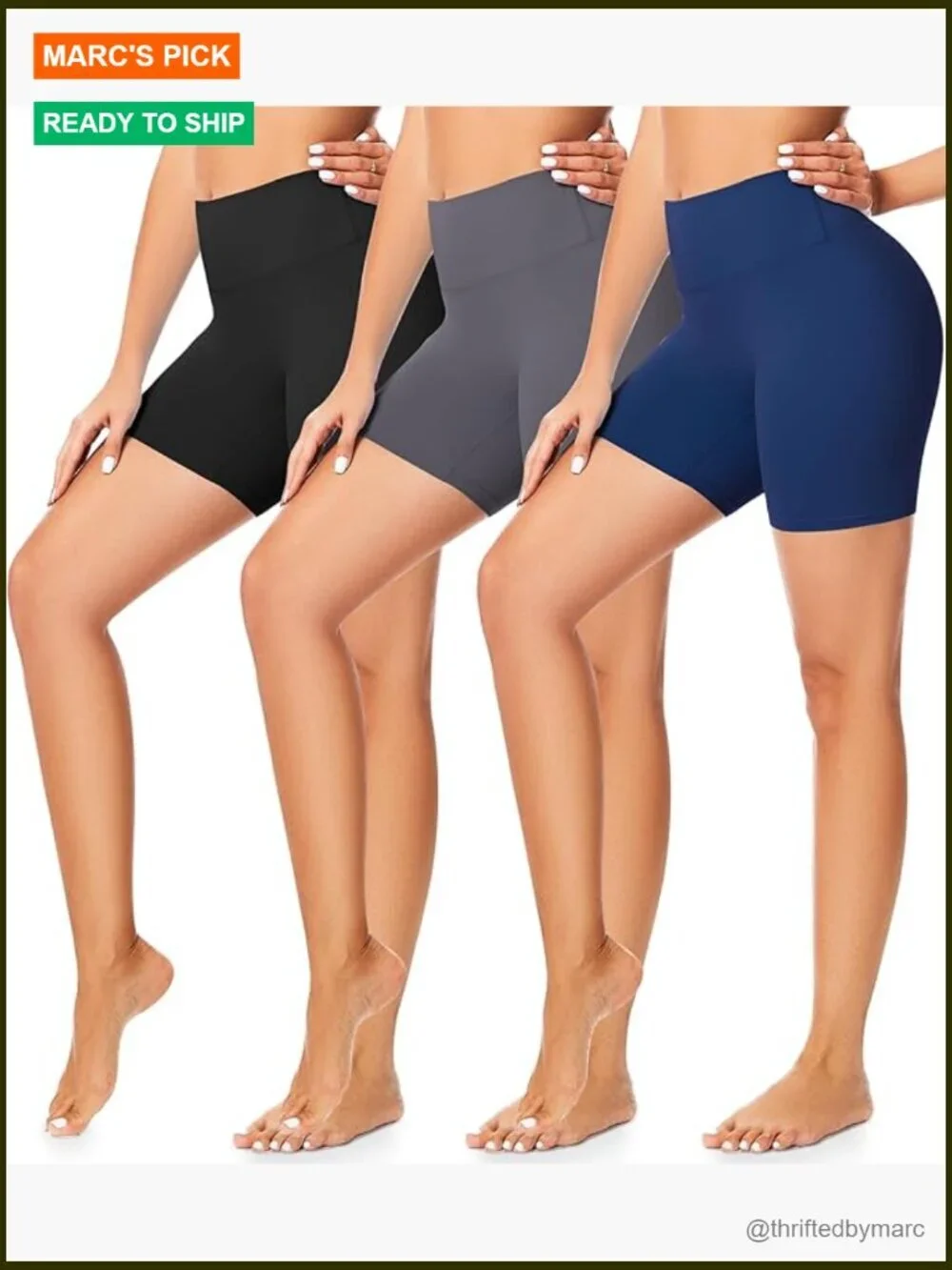 3 Pack High Waist Tummy Control Scrunch Butt Lifting Seamless Biker Shorts 5